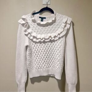 Forever 21 Ruffle Knit Sweater Top Sz M